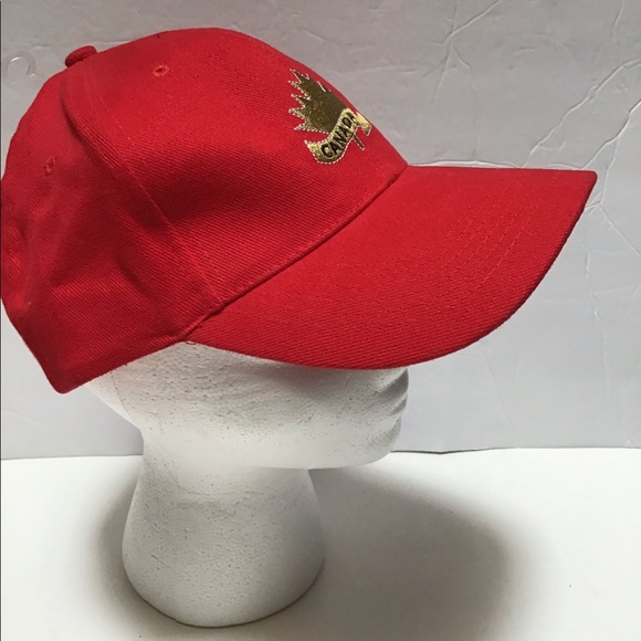 Red Embroidered Canada Maple Leaf  Ball Cap - Picture 2 of 10
